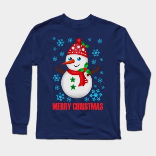 Merry Christmas Snowman and snowflakes Long Sleeve T-Shirt